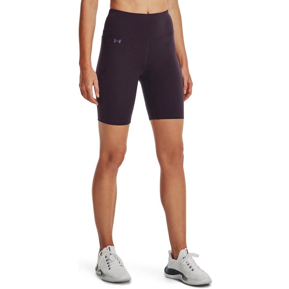 Under Armour Womens UA Motion High Rise Bike Shorts Purple Size XS 1377088-541